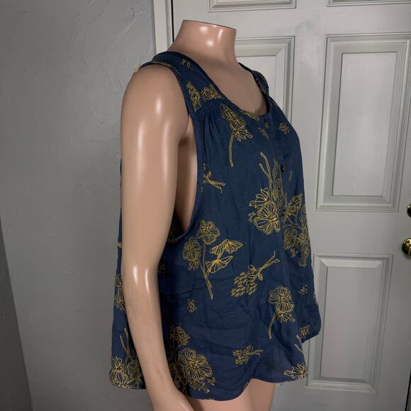 Toad & Co. Manzana Women's Shirt Large Floral Button Front Tank Organic G3-17 - Picture 4 of 6